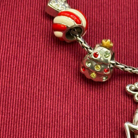 Brighton Christmas Theme Silver Plated Charm Bracelet & Earrings - Picture 12 of 16